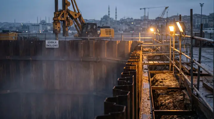 Denizli Palplanş: şehir içinde palplanş iksa uygulaması